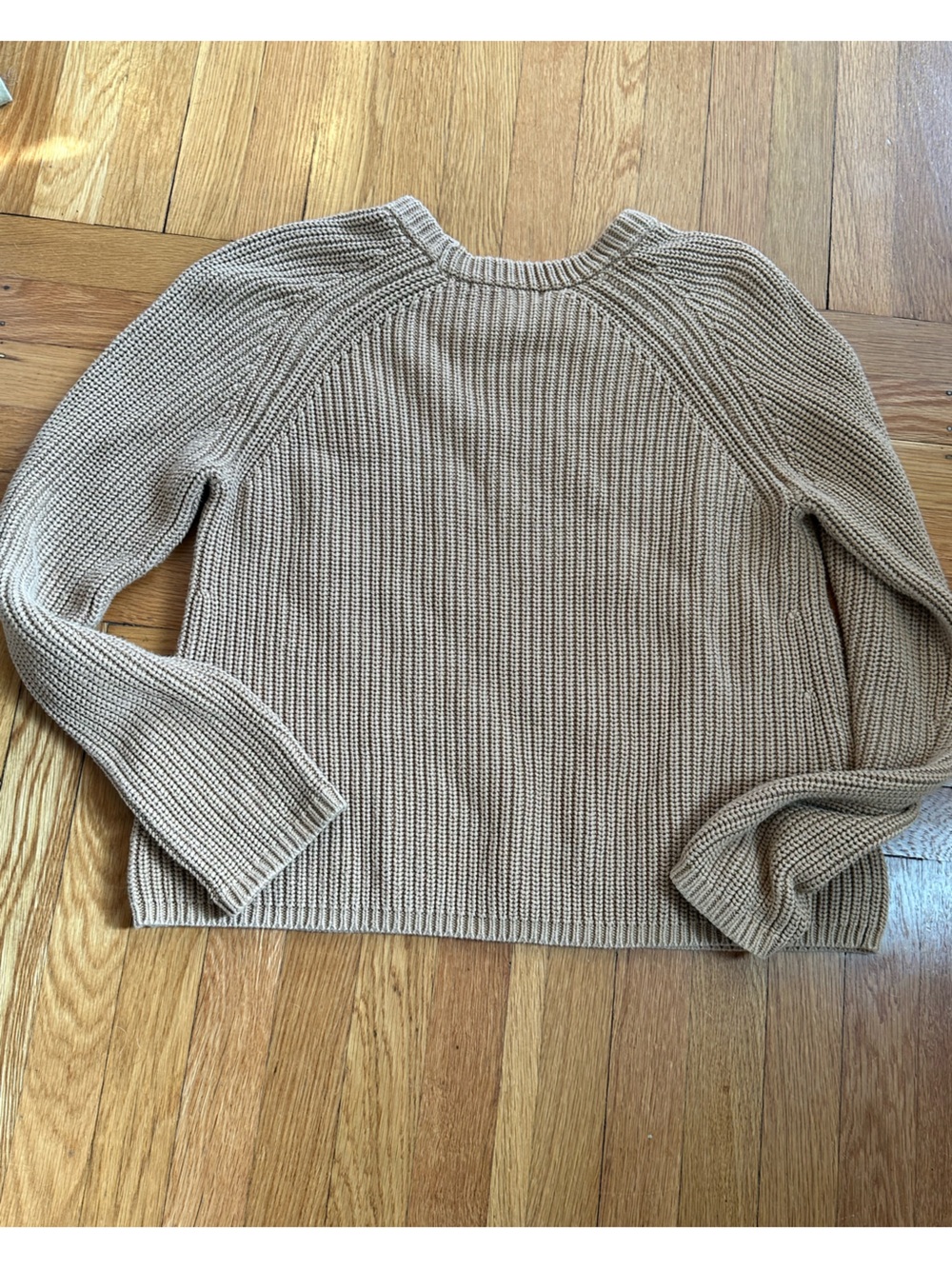 Quince Tan Ribbed Organic Cotton Knit Women’s Fisherman Sweater - Picture 5 of 6